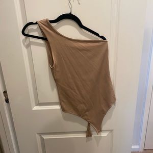 Tan One Shoulder body suit